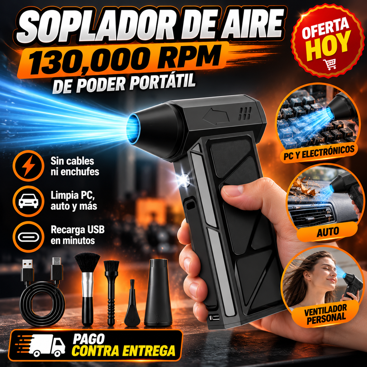 SOPLADOR DE AIRE| Turbo Jet Sin Cables Contra el Polvo