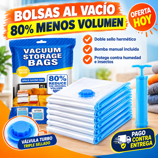 Bolsas al Vacío con Bomba | Ahorra Hasta 80% de Espacio