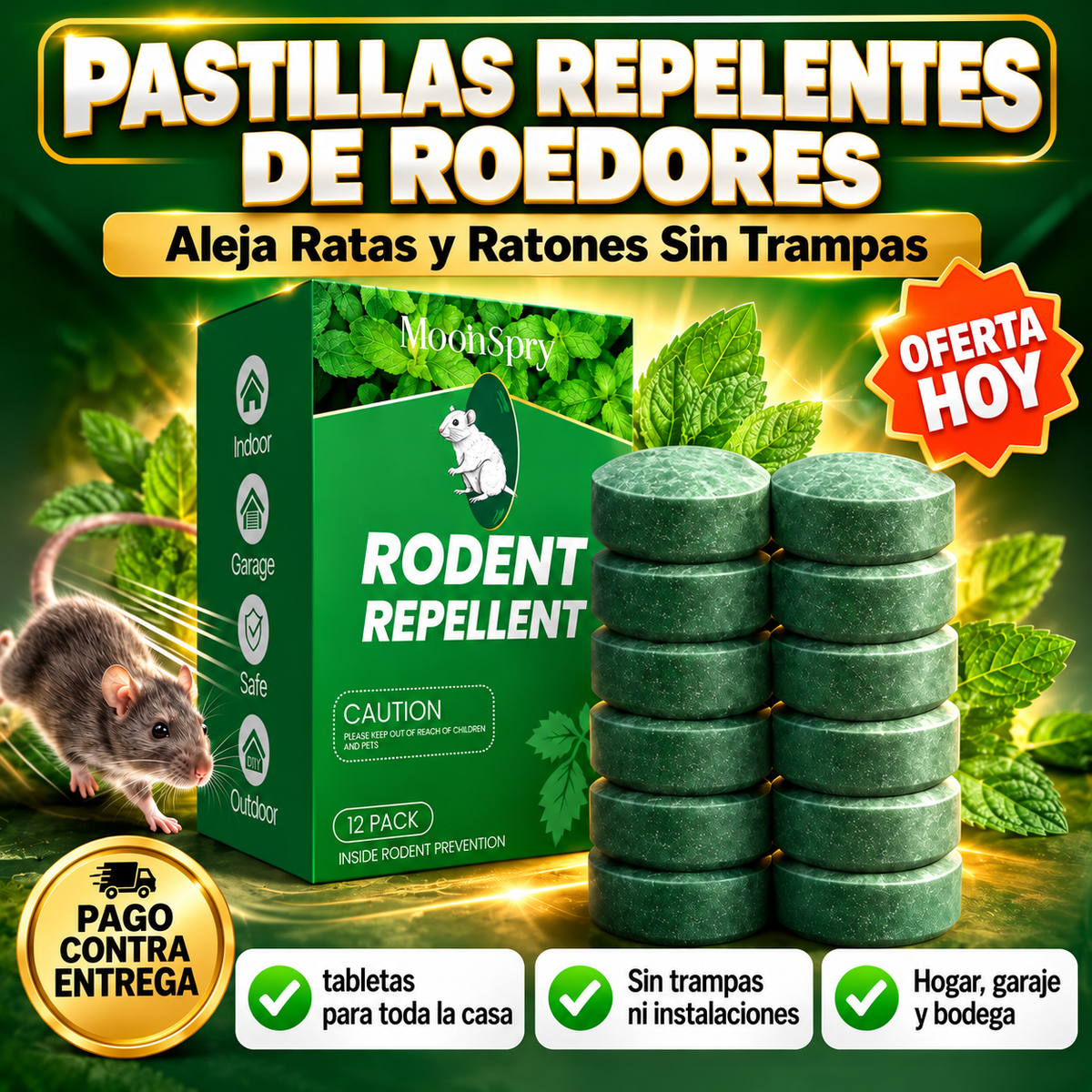 Pastillas Repelentes de Roedores | Aleja Ratas y Ratones Sin Trampas