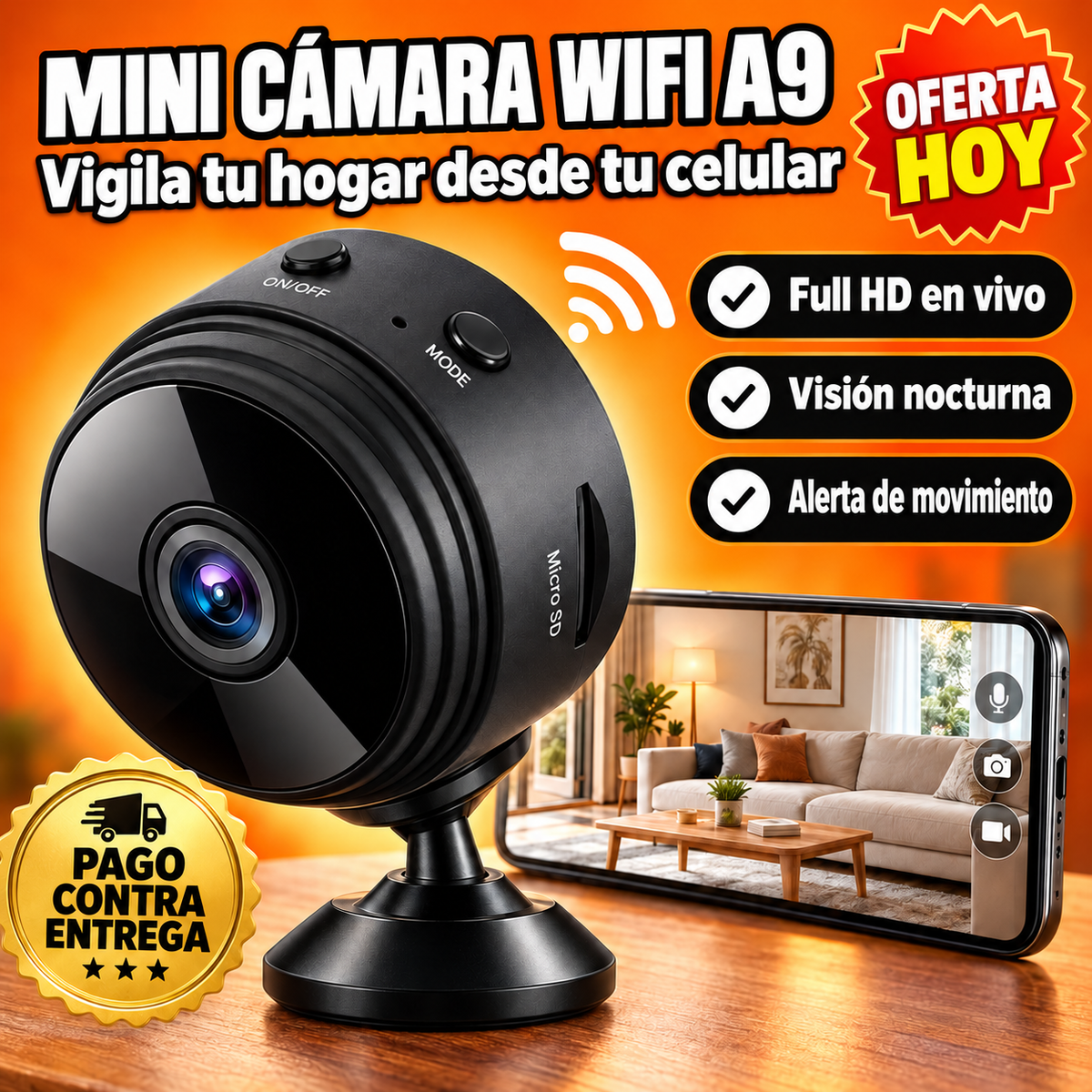 Mini Cámara WiFi A9 | Vigila Tu Hogar Desde Tu Celular